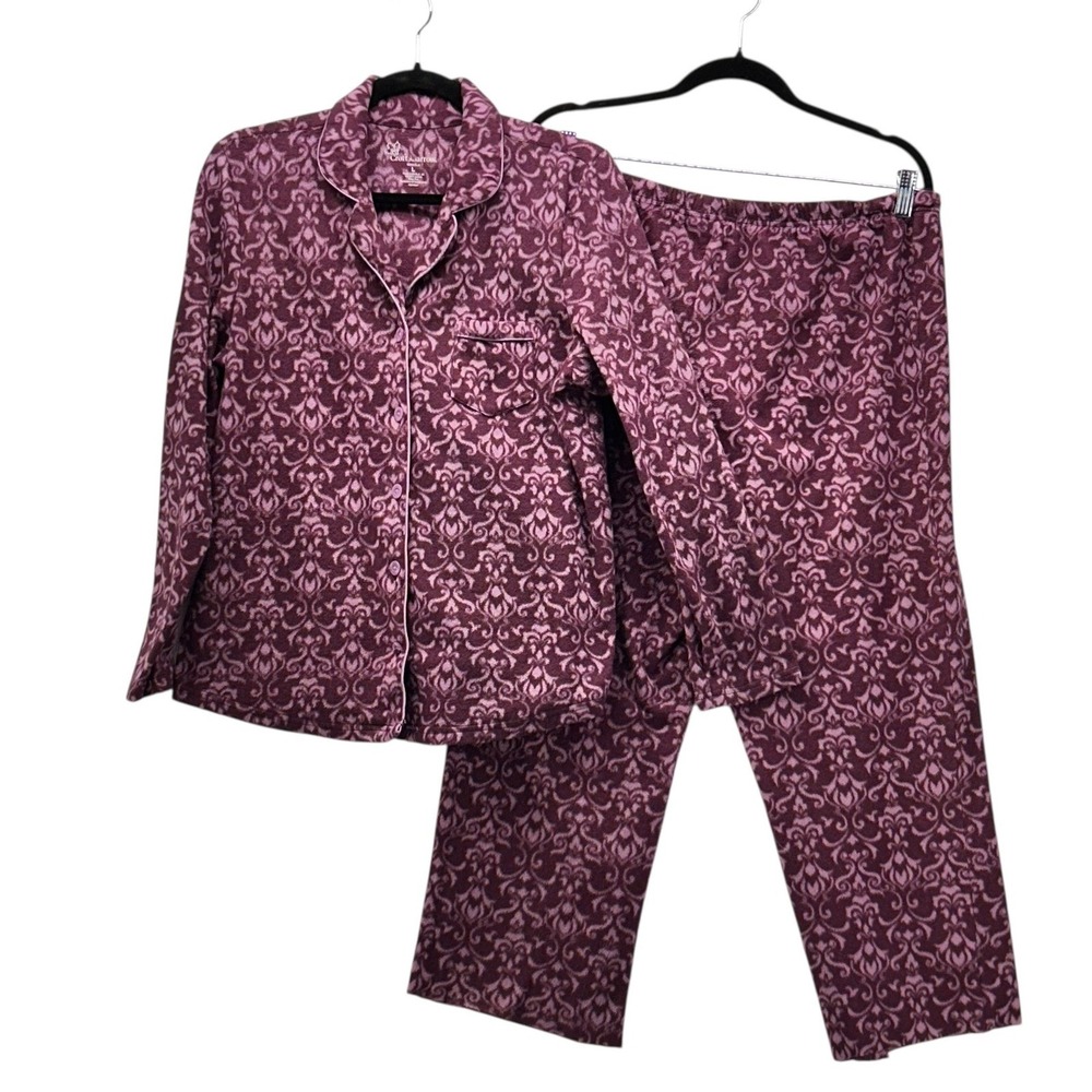 Croft And Barrow Faux Fur Pajama Set Purple Large